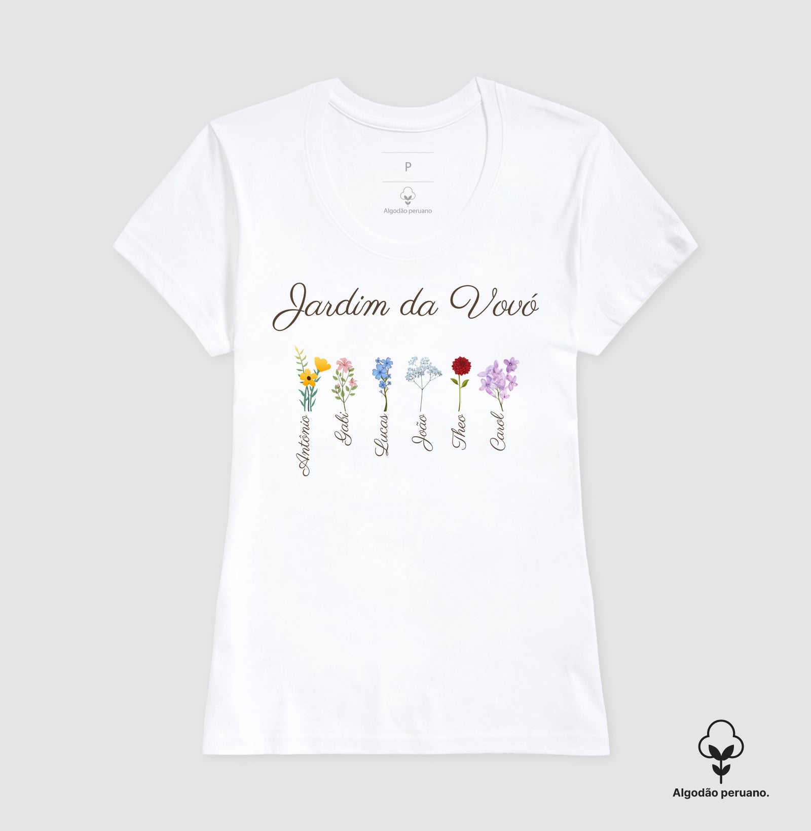 Vovó: o jardim (personalizada) - Camiseta e Baby Look (algodão peruano) 497146
