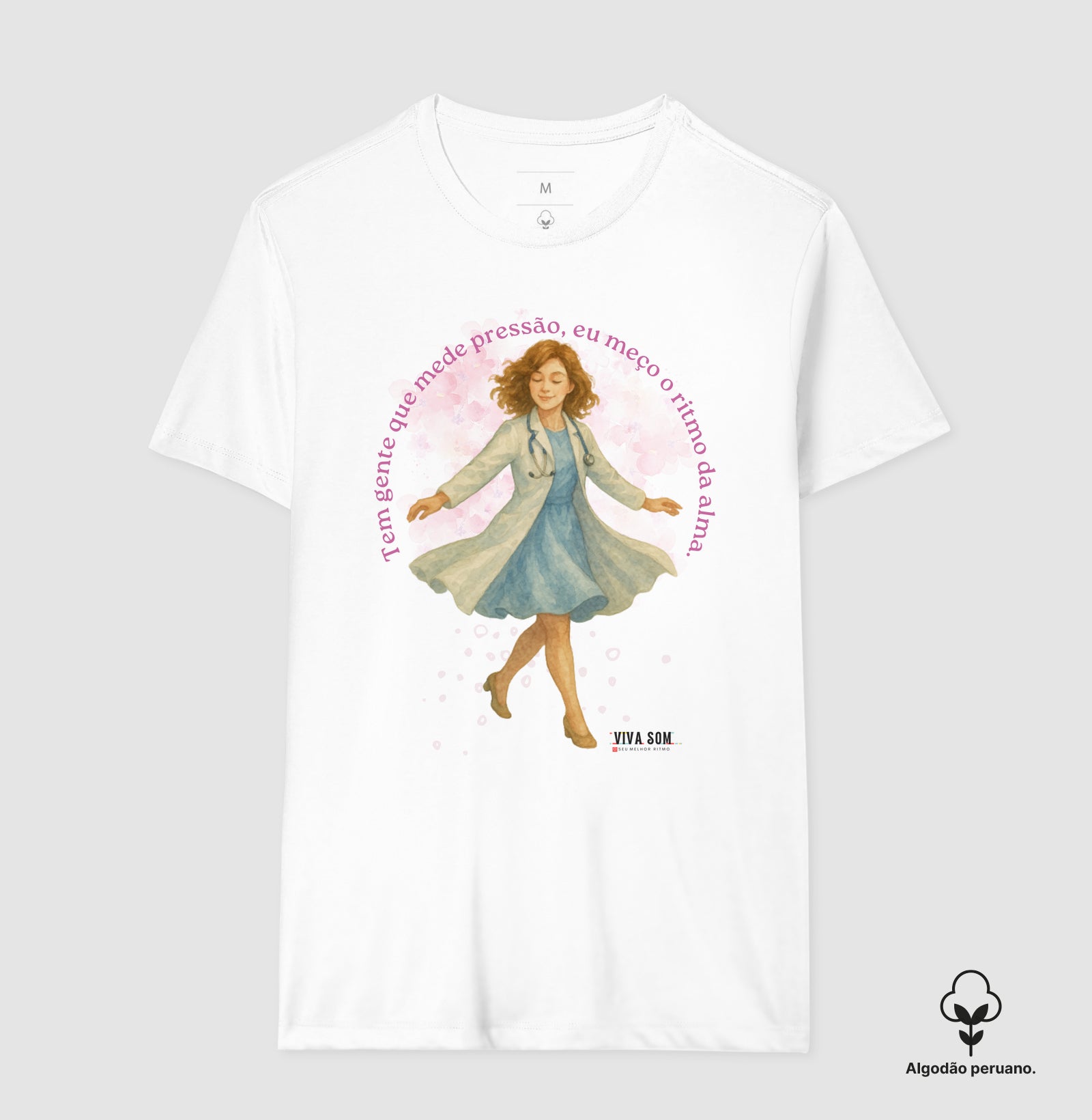 Médico mede o ritmo da alma - Camiseta e Baby Look (algodão peruano) 497146