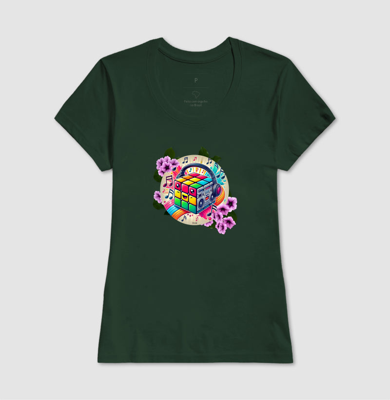 Cubo mágico na música - Camiseta confort feminina