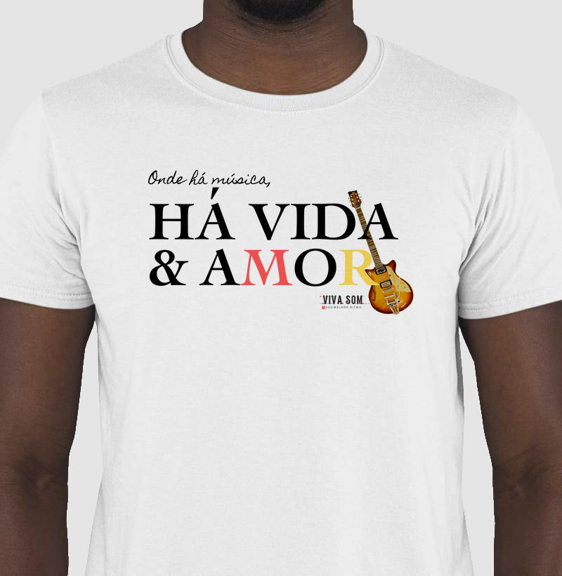 Música vida e amor - Camiseta Confort Feminina e Masculina