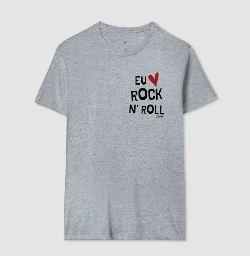 Rock: Eu Amo Rock N' Roll - Camiseta Confort Masculina e Feminina