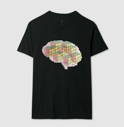 O Cérebro  com cubos mágicos - Camiseta Confort Masculina e Feminina