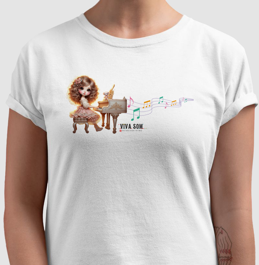 Boneca Pianista - Camiseta Confort Feminina e Masculina
